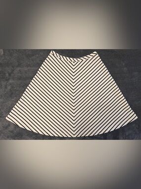 Lands' End Navy and White Chevron A-Line Skirt